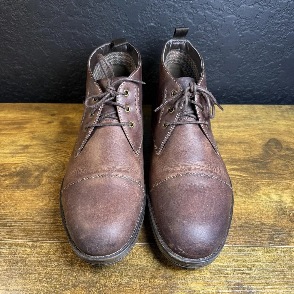 Clarks Tilden Top Brown Leather Cap Toe Chukka Ankle Boots Mens Size 10